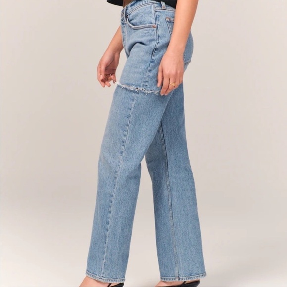 Abercrombie & Fitch Jeans The 90s Baggy Women Size 16 33 L Distressed CLO - Picture 3 of 16